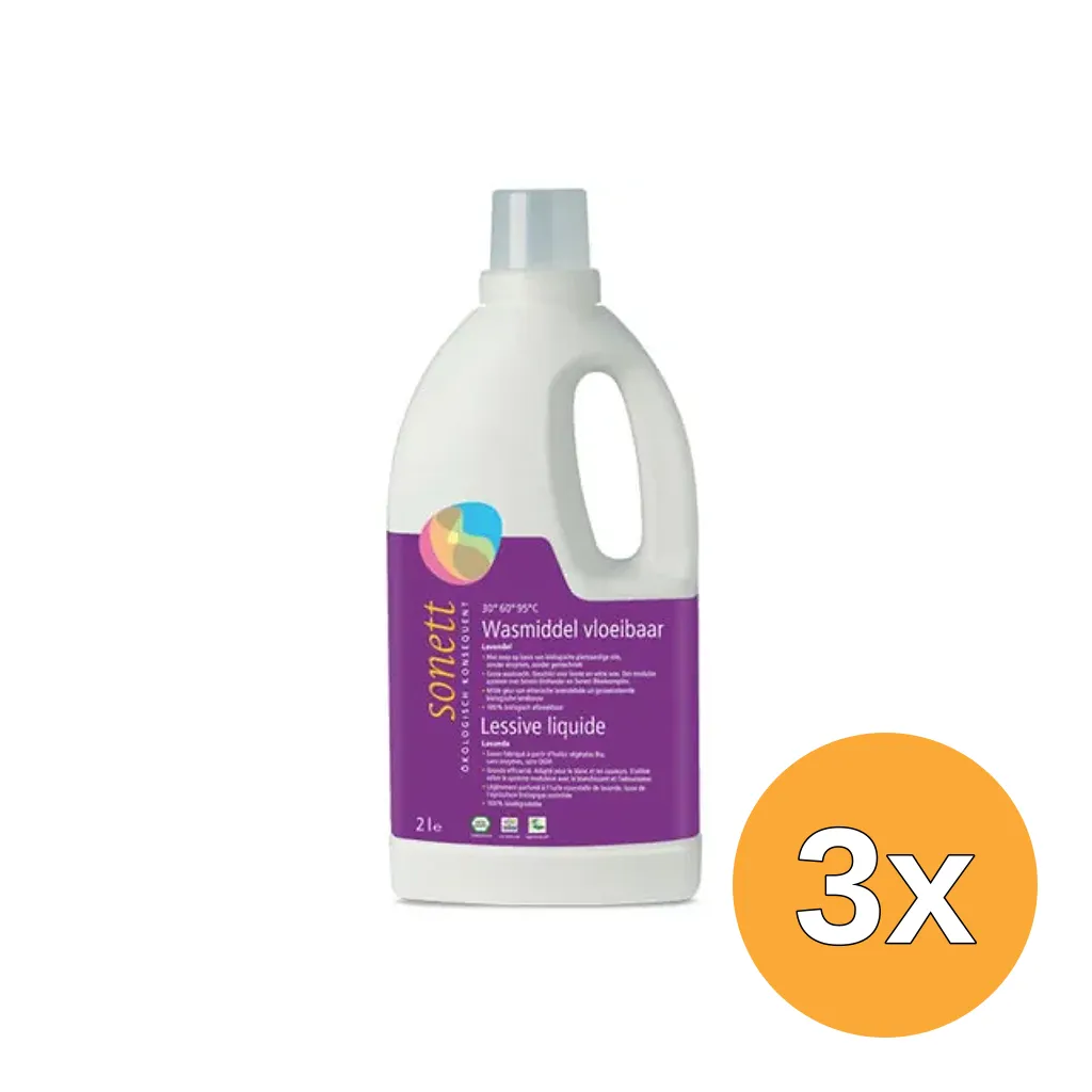 3x Sonett Wasmiddel Vloeibaar Lavendel (2000 ml)