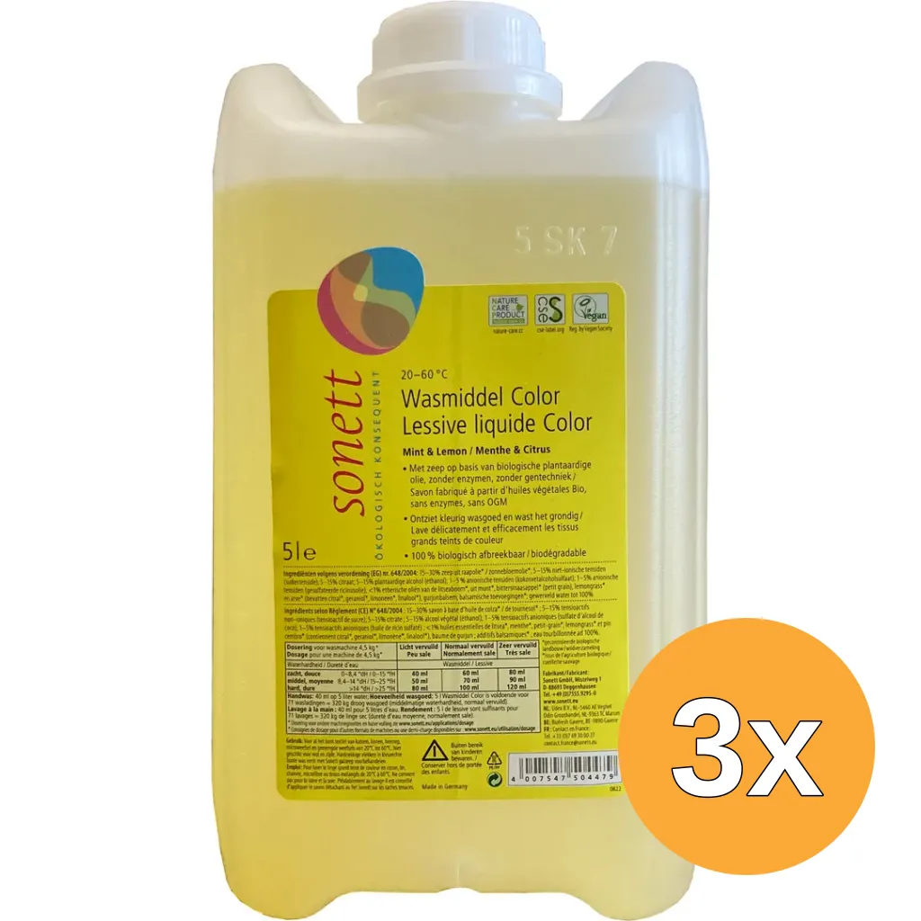 3x Sonett Wasmiddel Vloeibaar Color (5000 ml)