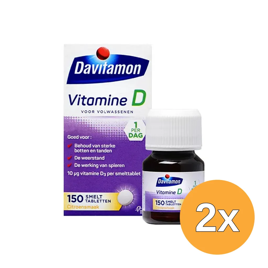 2x Davitamon D Volwassen Smelttablet (150 tabletten)