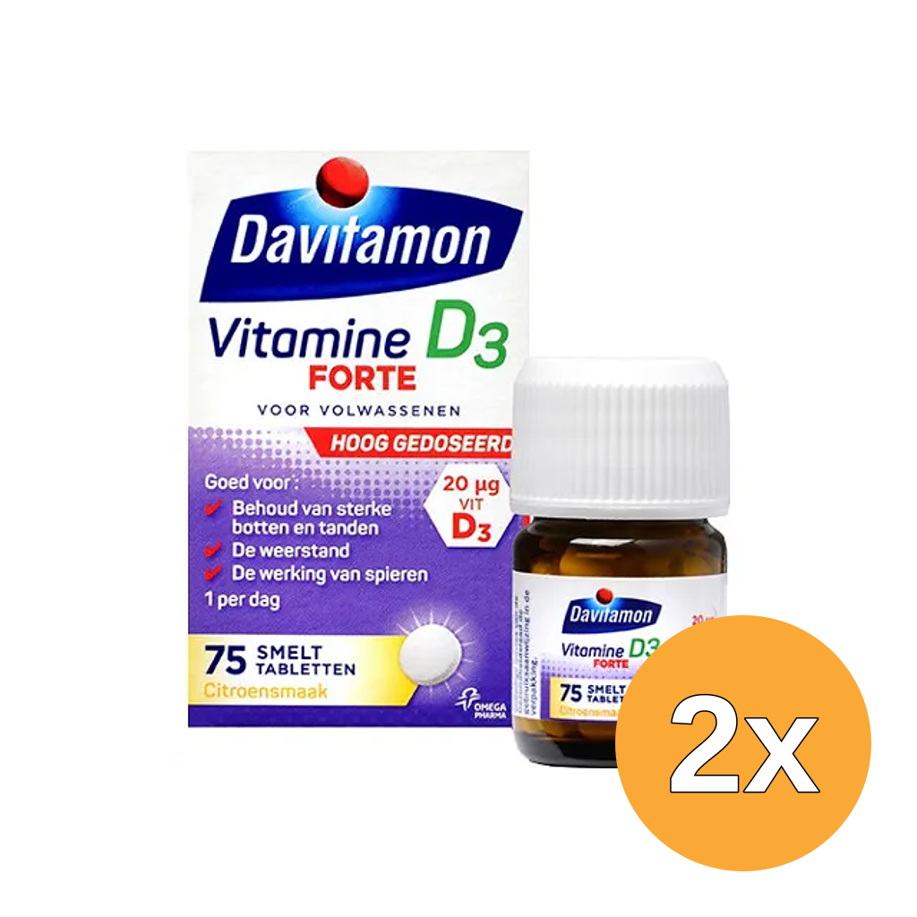 2x Davitamon D3 Forte smelttablet (75 tabletten)