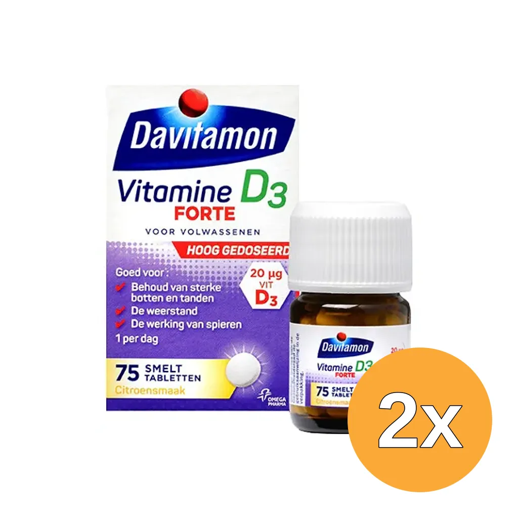 2x Davitamon D3 Forte smelttablet (75 tabletten)