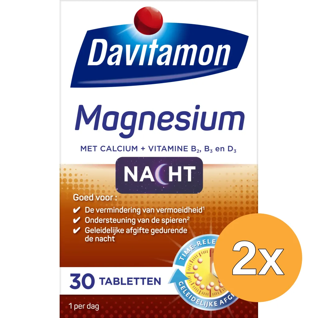 2x Davitamon Magnesium voor de Nacht (30 tabletten)