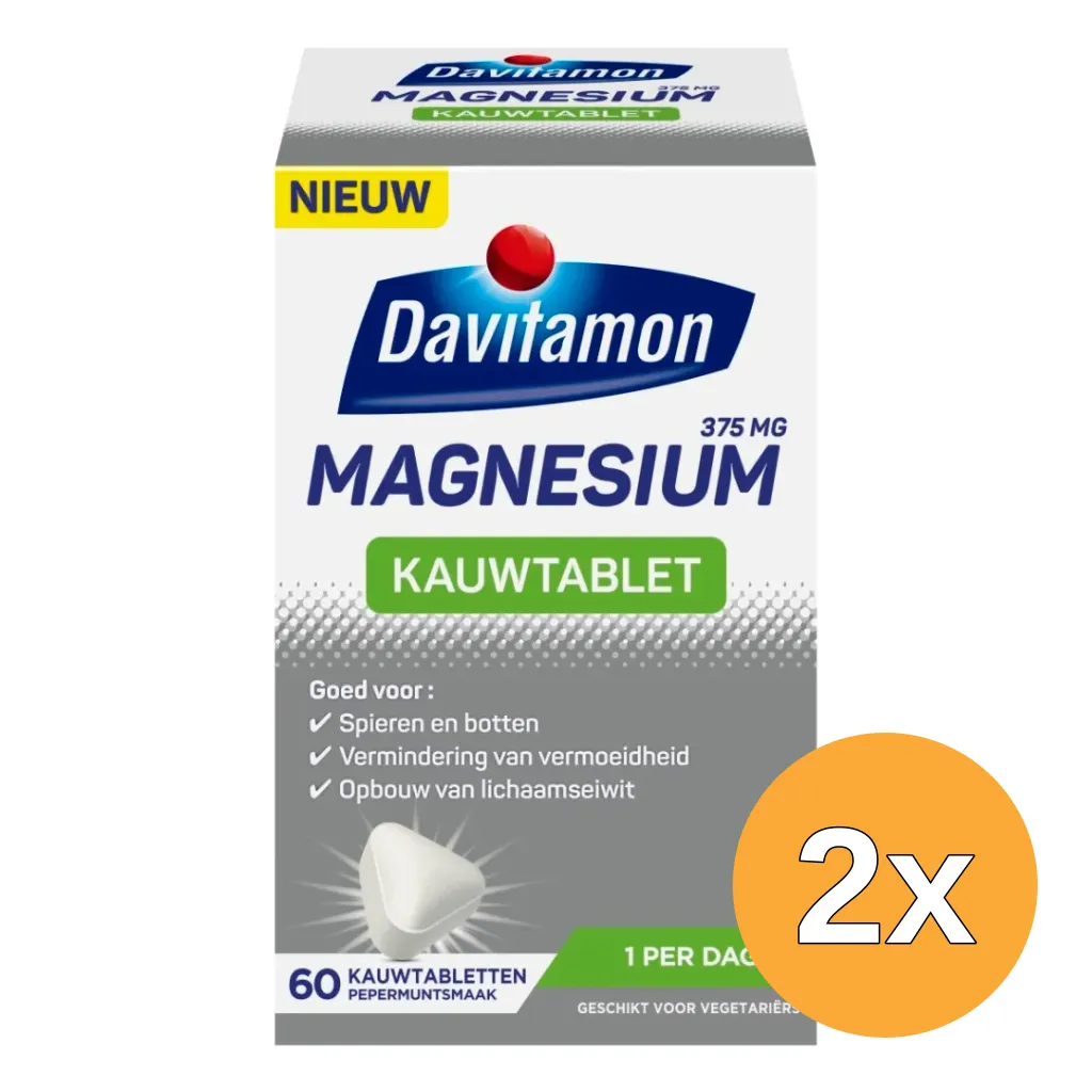 2x Davitamon Magnesium (60 kauwtabletten)