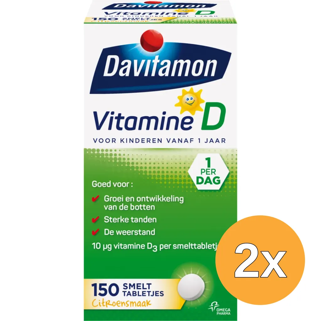 2x Davitamon D kind smelttablet (150 tabletten)