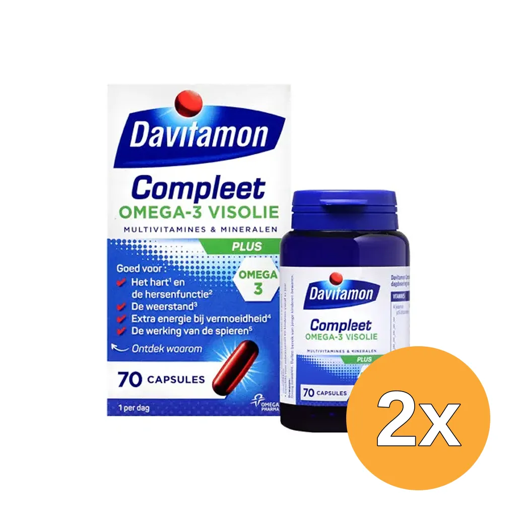 2x Davitamon Compleet omega 3 vis (70 capsules)