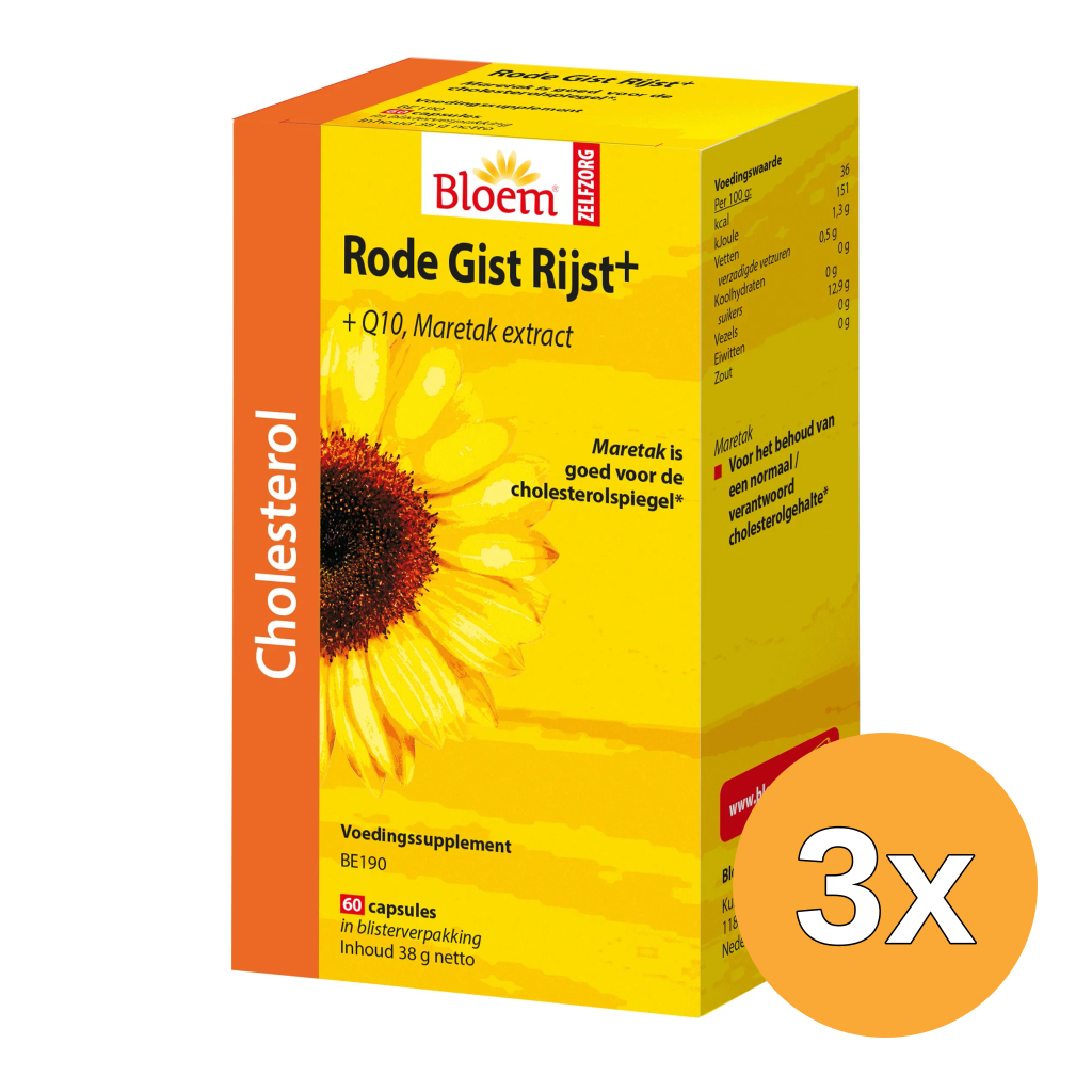 3x Bloem Rode Gist Rijst + (60 capsules)
