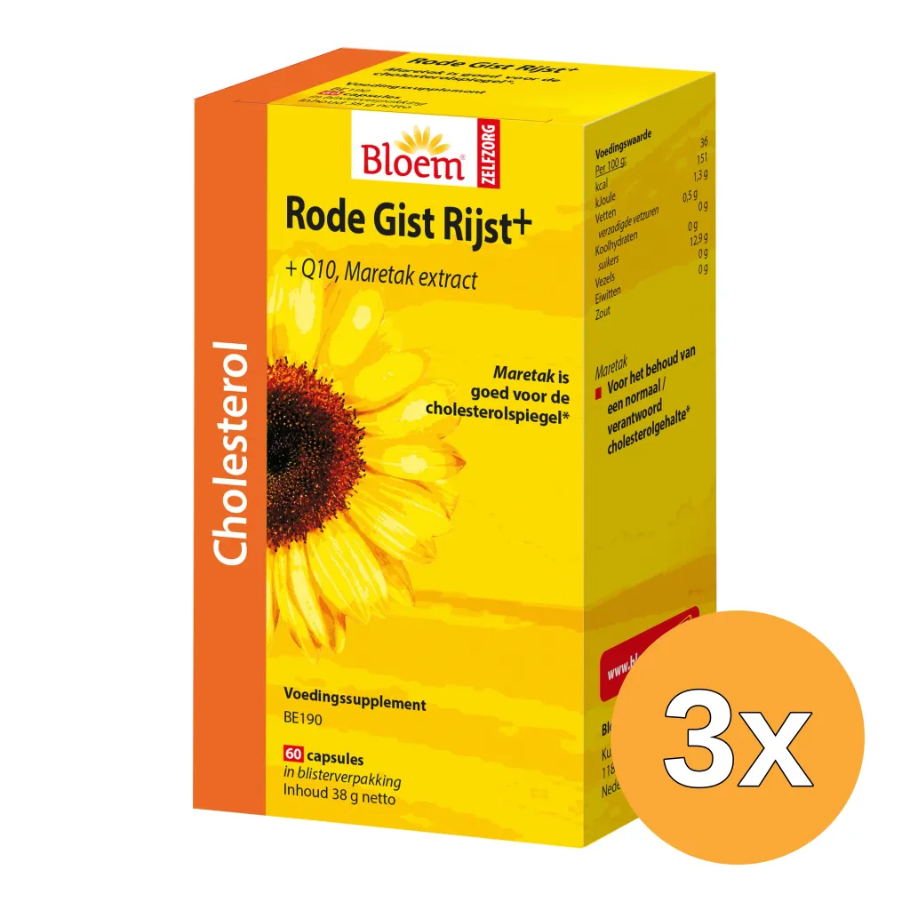 3x Bloem Rode Gist Rijst + (60 capsules)