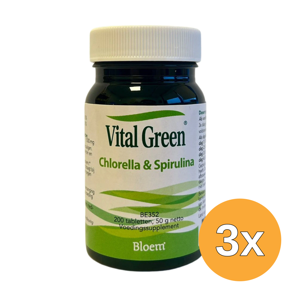 3x Bloem Chlorella & Spriulina Vitalgreen (200 tabletten)