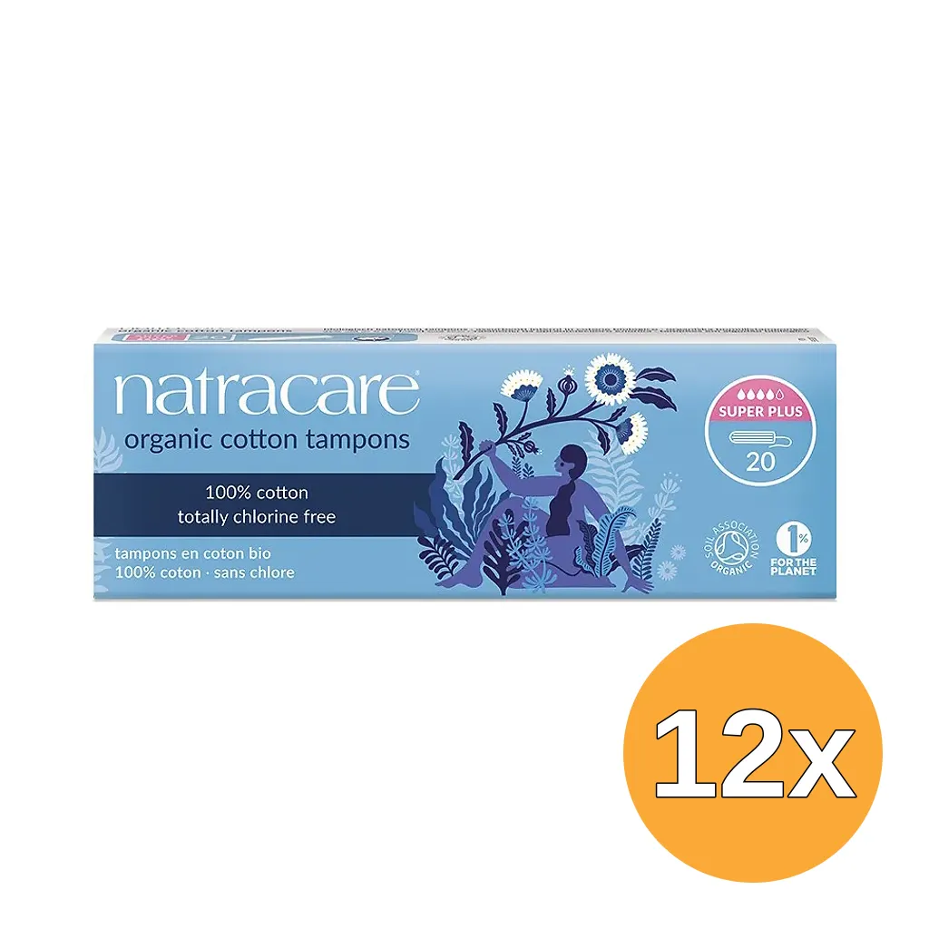 12x Natracare Tampons katoen super+ (20 stuks)