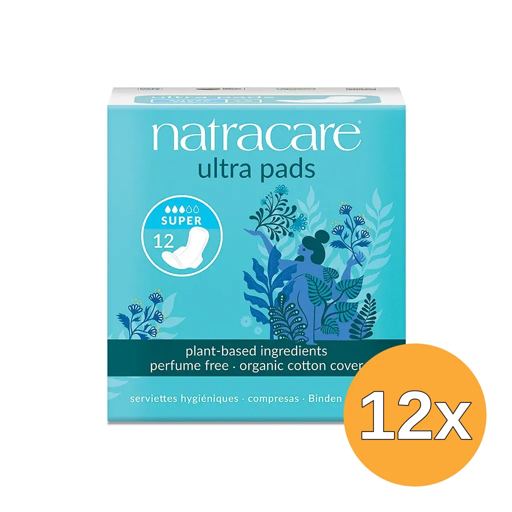 12x Natracare Maandverband super met vleugels (12 stuks)
