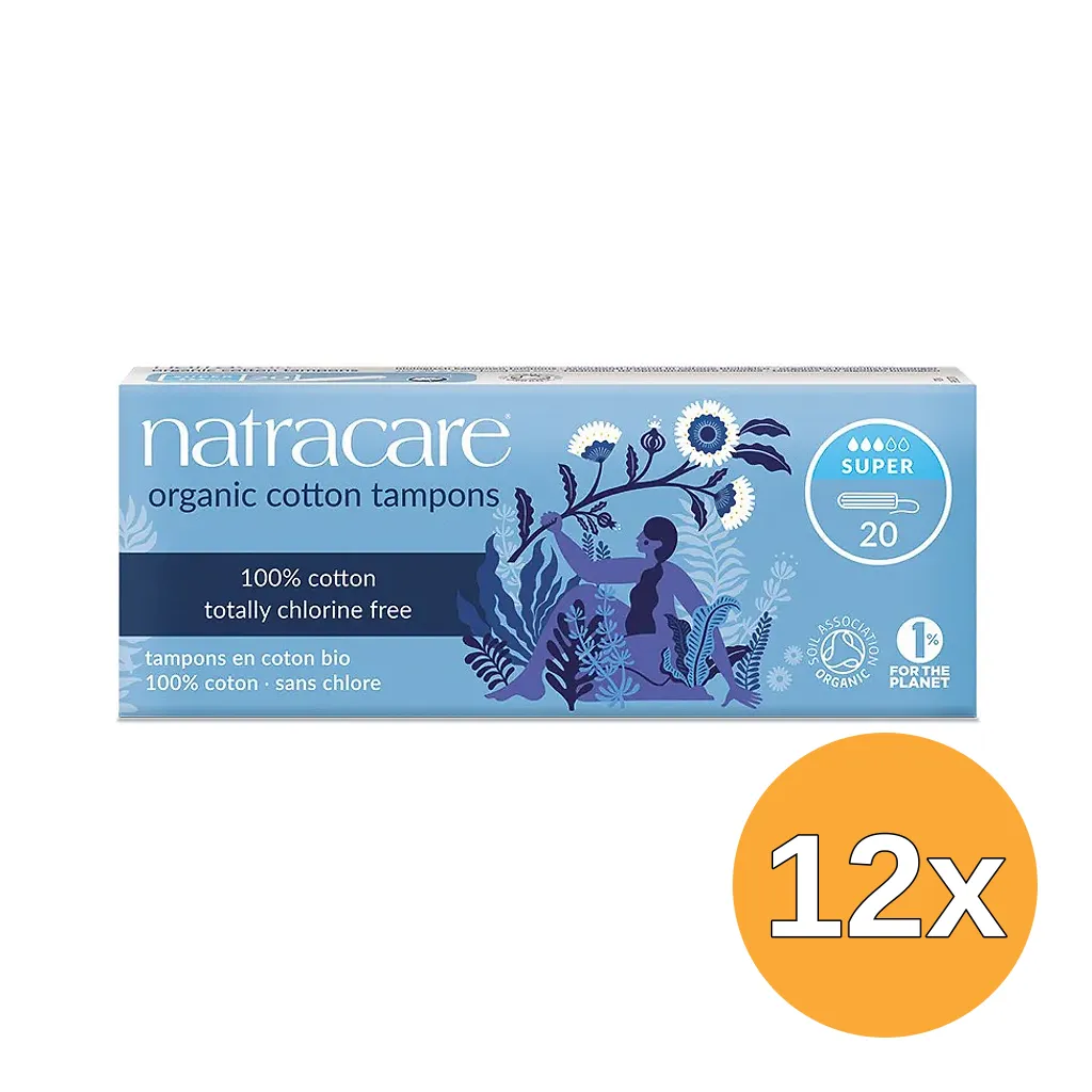 12x Natracare Tampons katoen super (20 stuks)