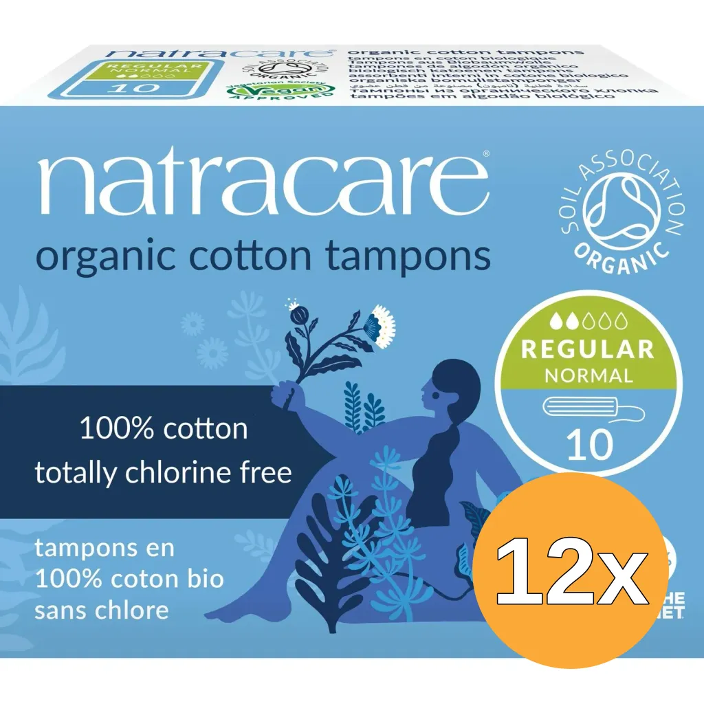 12x Natracare Cotton Tampons Regular (10 stuks)