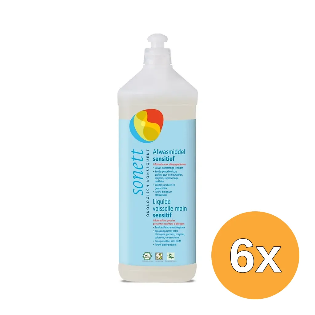 6x Sonett Afwasmiddel Sensitive Bio (1000 ml)