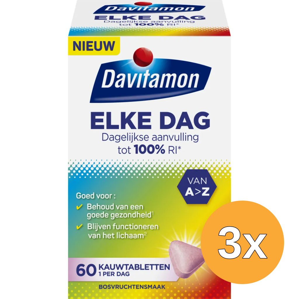 3x Davitamon Elk dag (60 kauwtabletten)