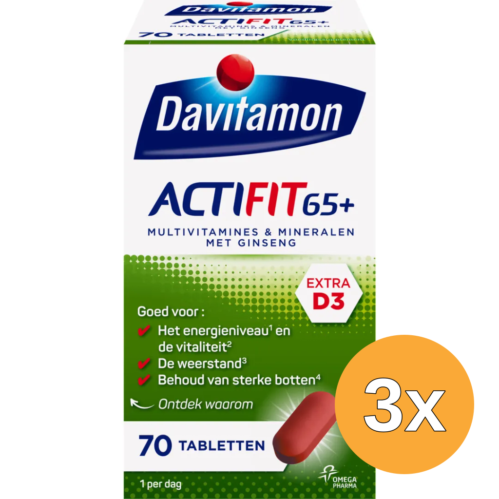 3x Davitamon Actifit 65+ (70 tabletten)