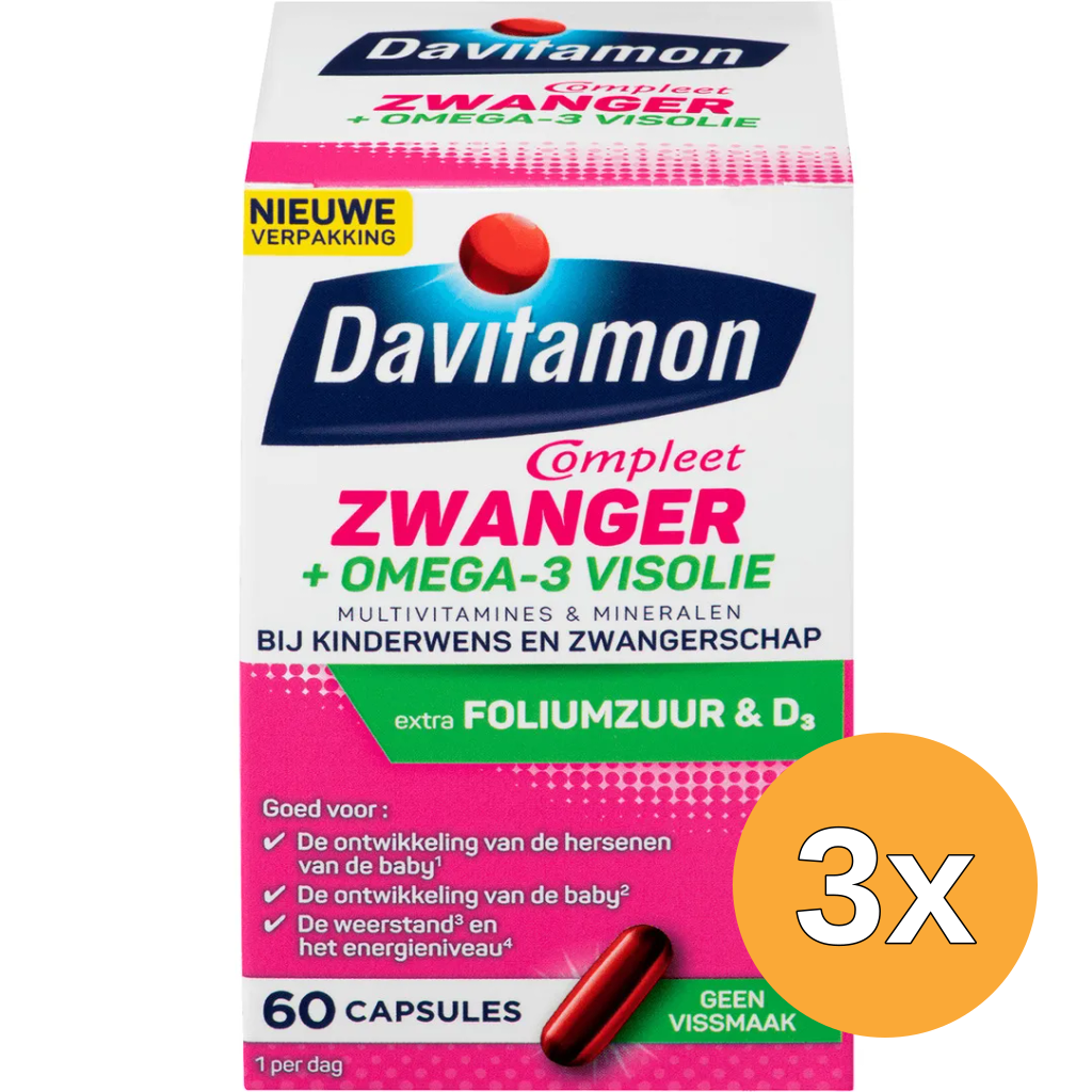 3x Davitamon Compleet Zwanger Plus Visolie (60 capsules)