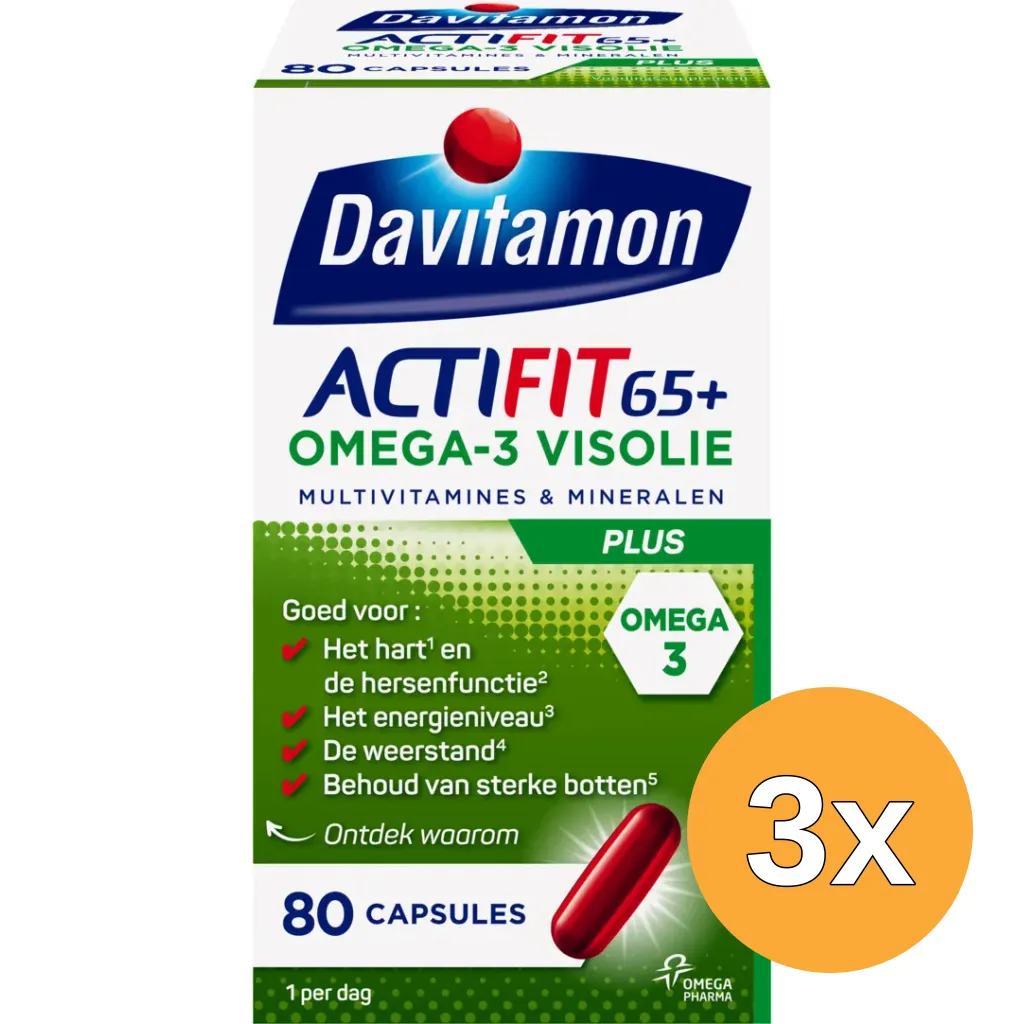 3x Davitamon Actifit 65+ omega 3 (80 capsules)