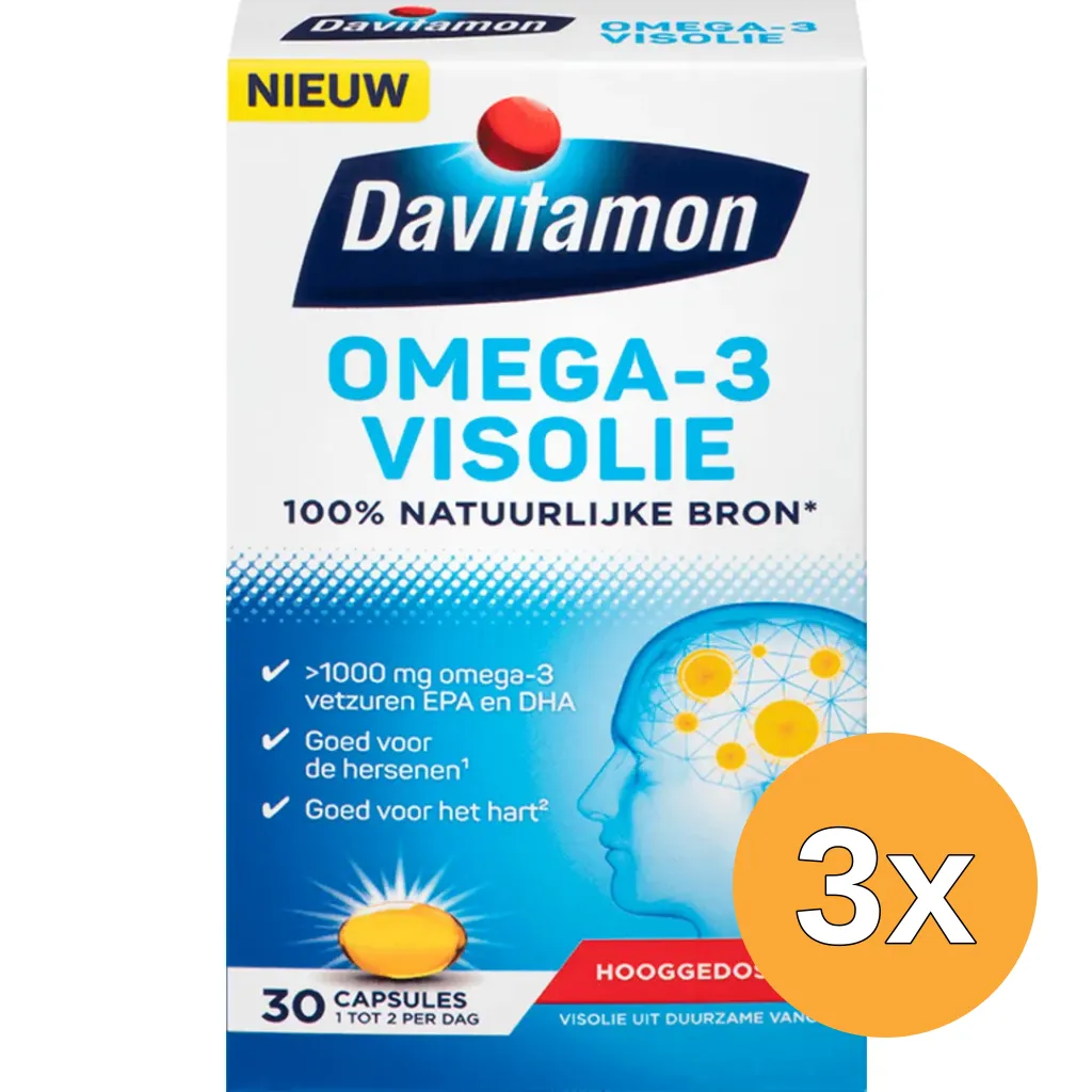 3x Davitamon Omega 3 Visolie (60 capsules)