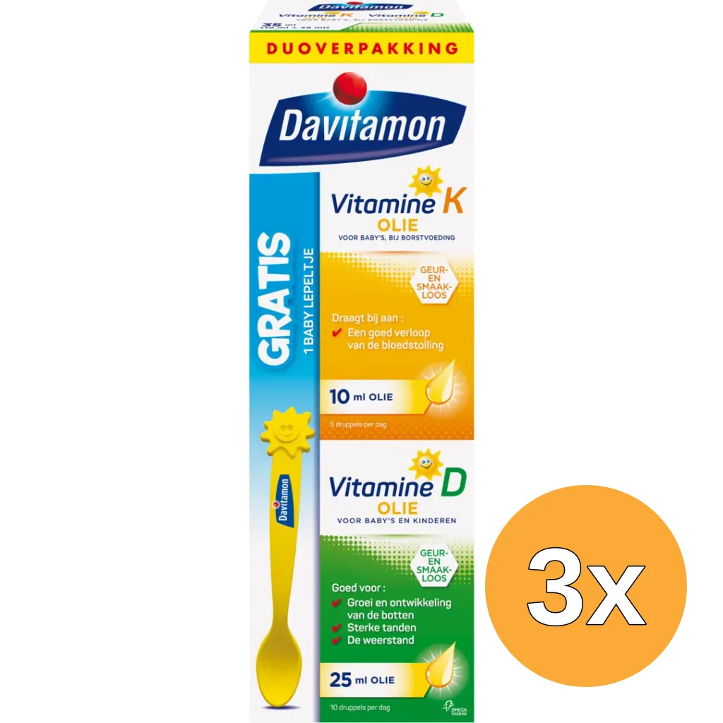 3x Davitamon Baby vitamine D & K 25mcg (35 ml)
