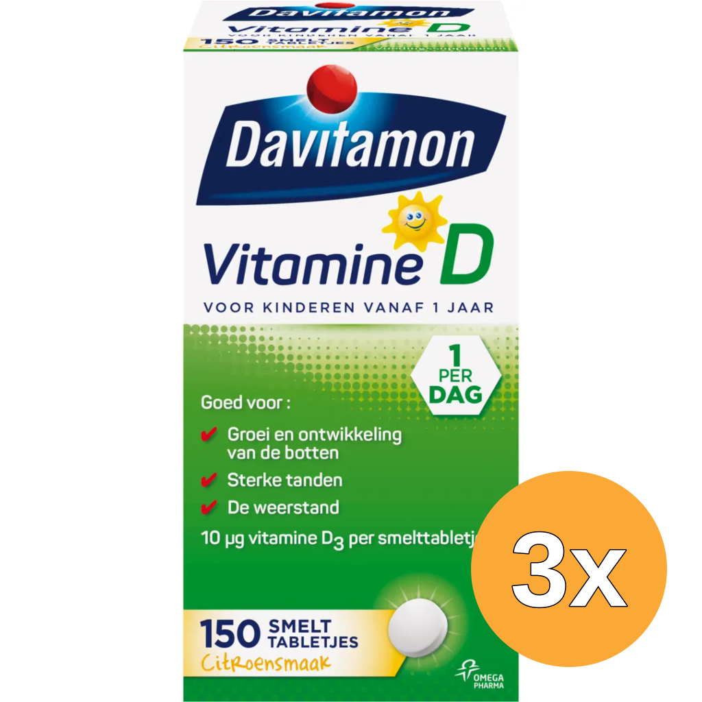 3x Davitamon D kind smelttablet (150 tabletten)
