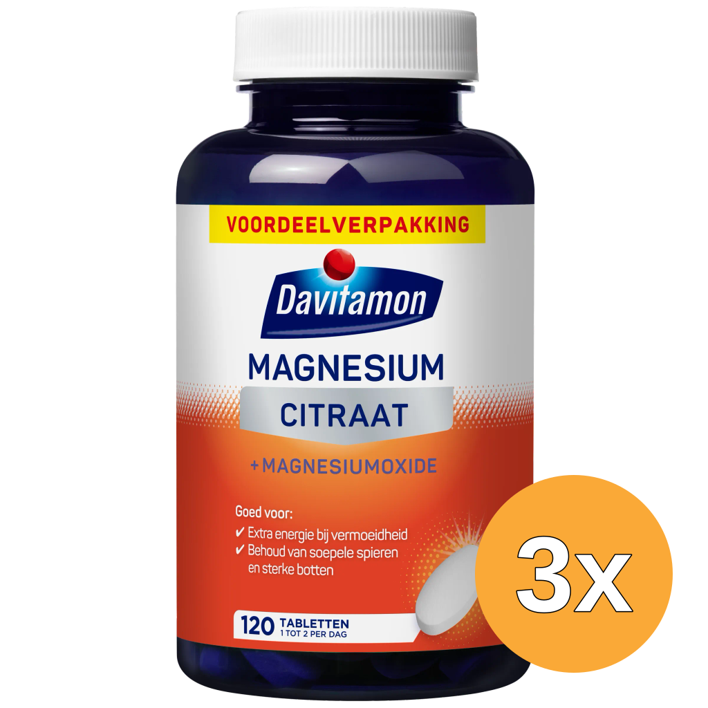 3x Davitamon Magnesiumcitraat & Magnesiumoxide (120 tabletten)