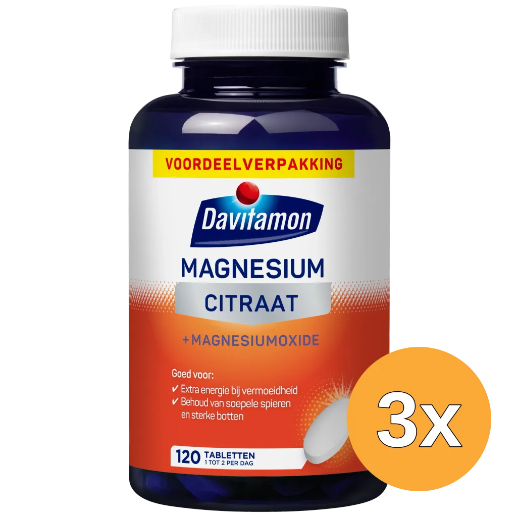 3x Davitamon Magnesiumcitraat & Magnesiumoxide (120 tabletten)