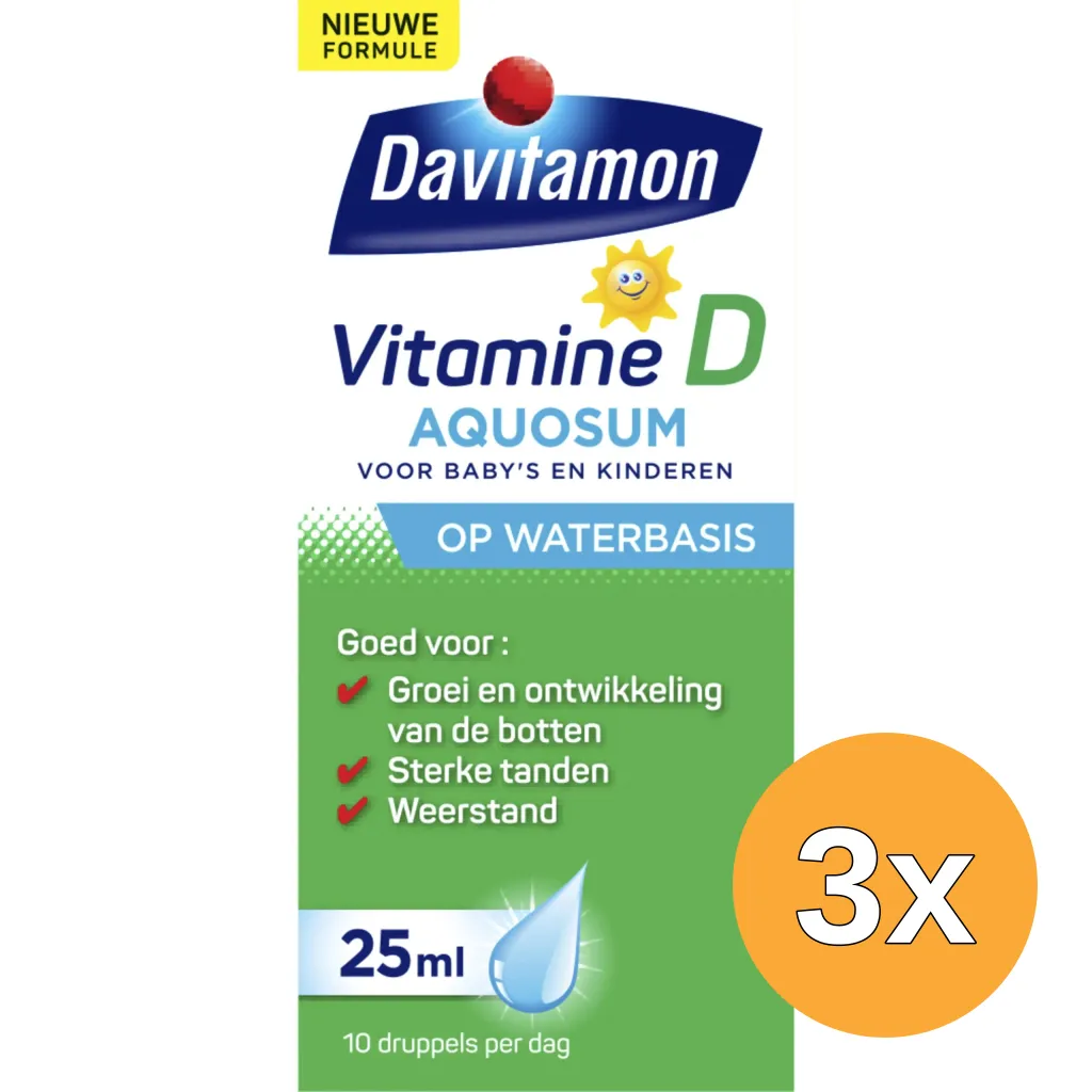 3x Davitamon Vitamine D aquosum druppels (25 ml)