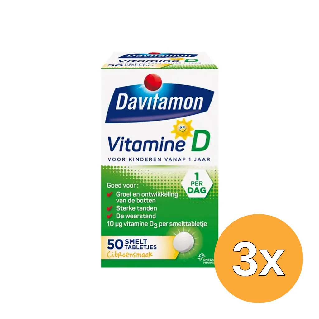 3x Davitamon D kind smelttablet (50 tabletten)