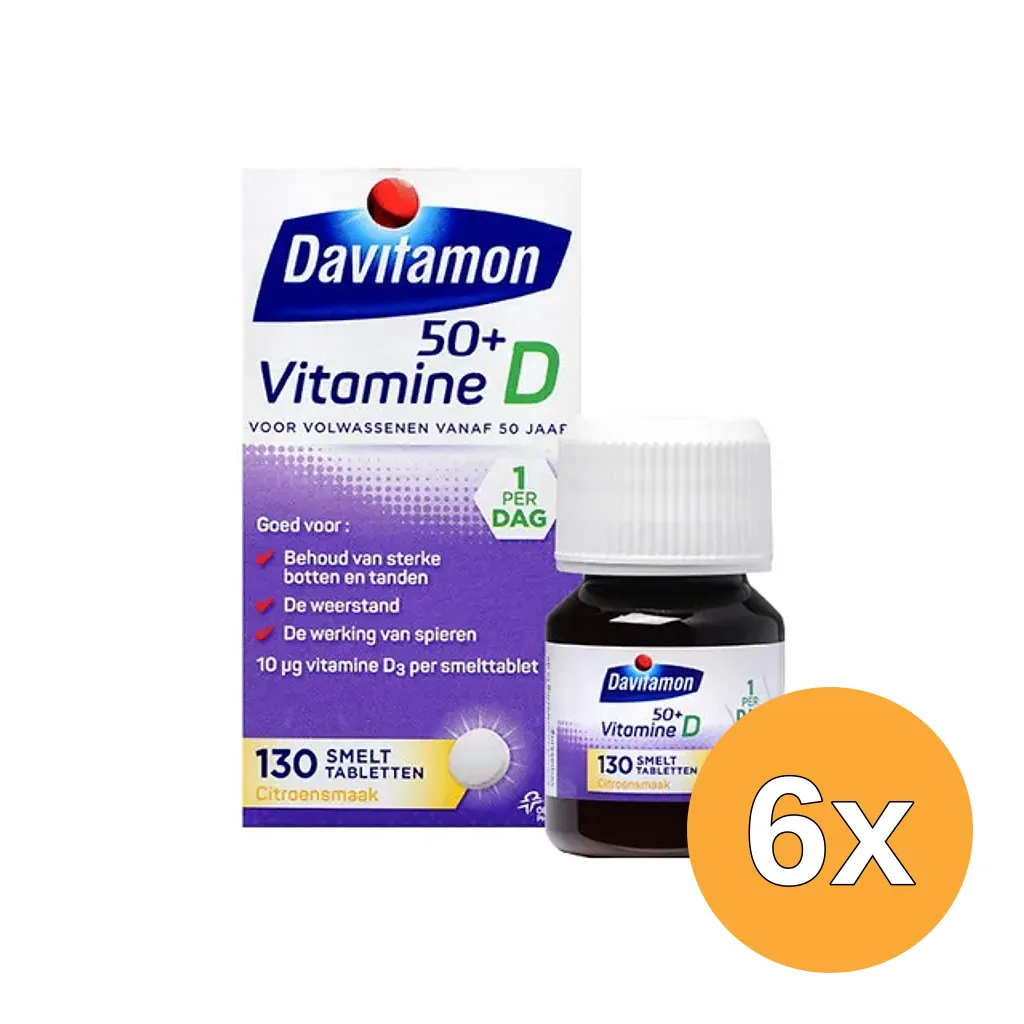 6x Davitamon D 50+ Smelttablet (130 tabletten)