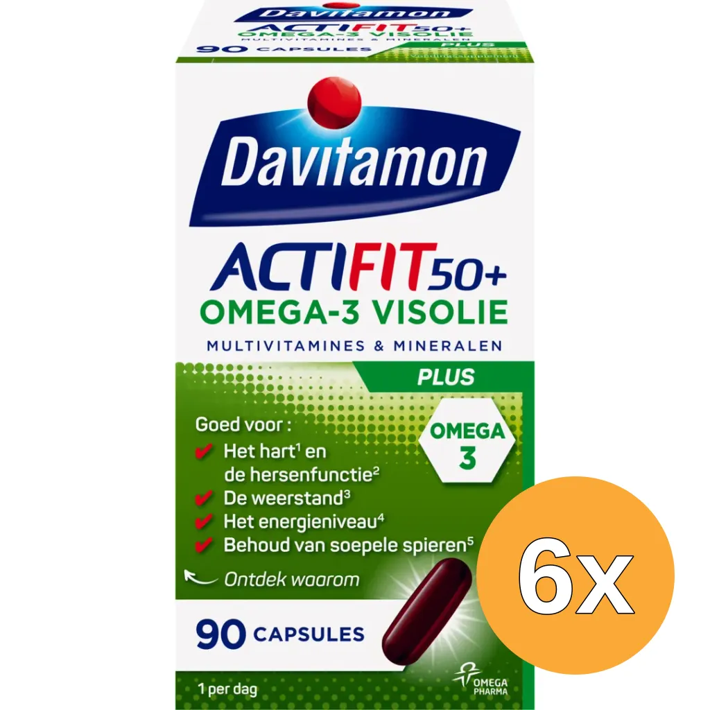 6x Davitamon Actifit 50+ Omega 3 (90 capsules)