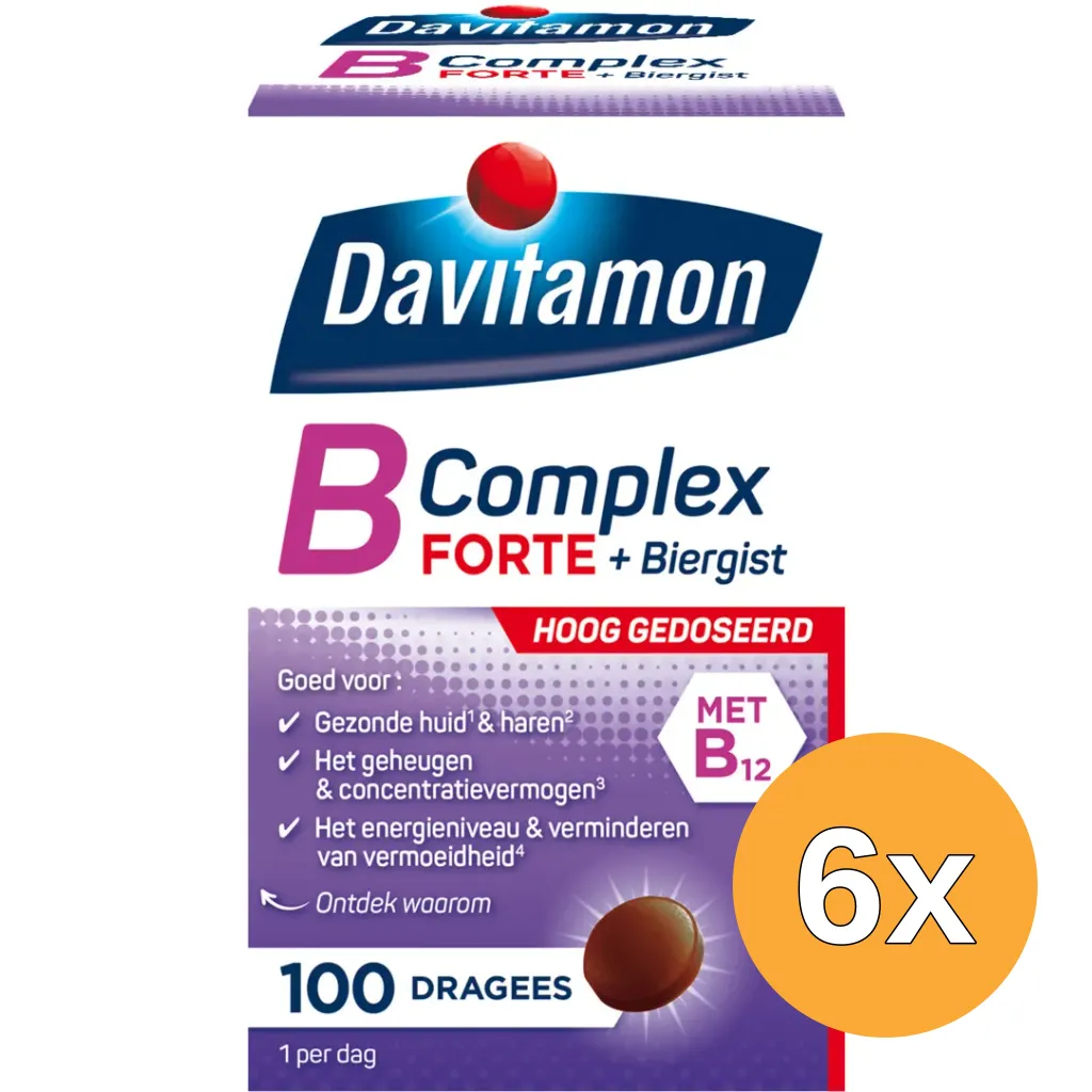 6x Davitamon Vitamine B Complex Forte (100 Dragees)