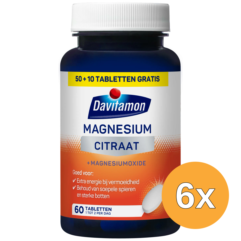 6x Davitamon Magnesiumcitraat & Magnesiumoxide (60 tabletten)