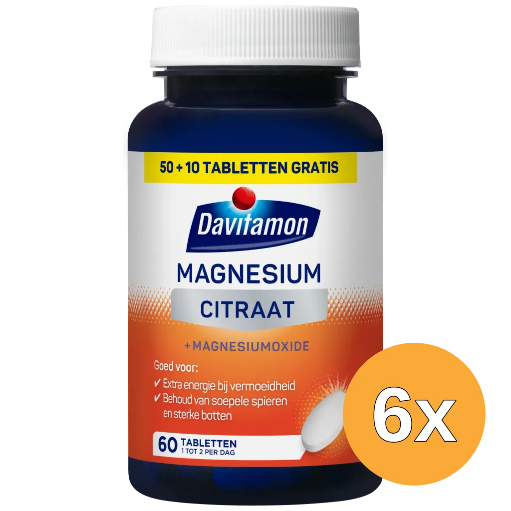 6x Davitamon Magnesiumcitraat & Magnesiumoxide (60 tabletten)