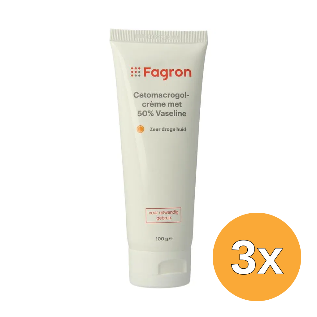 3x Fagron Cetomacrogol creme 50% vaseline (100 gr)