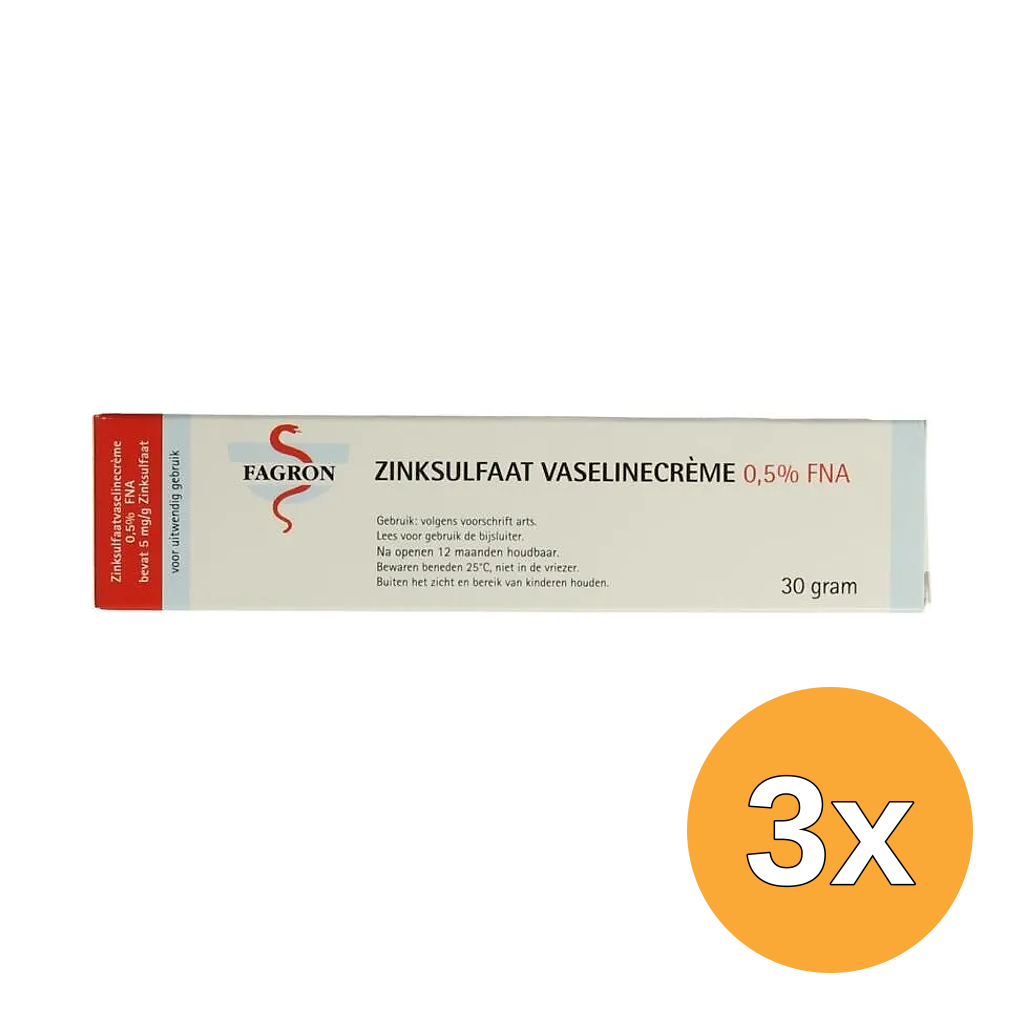 3x Fagron Zinksulfaat vaselinecreme 0.5% FNA (30 gr)
