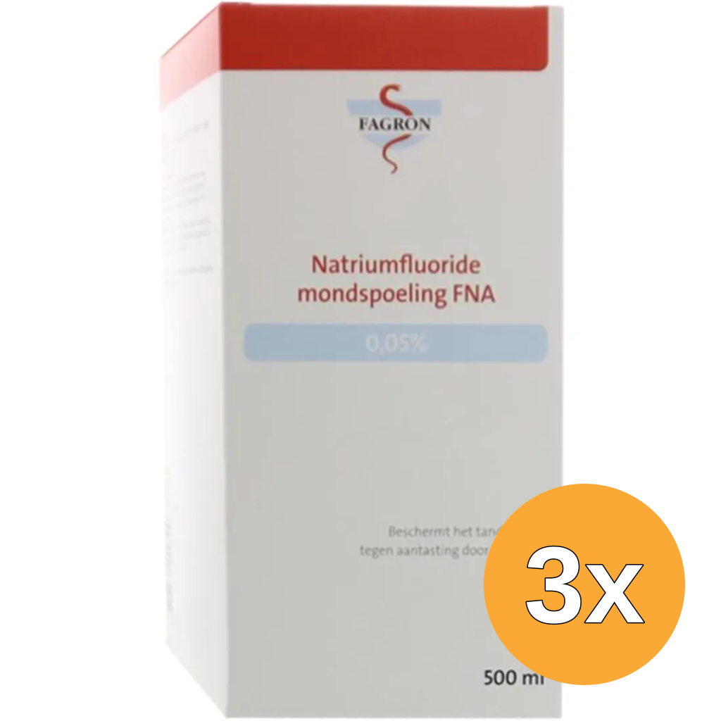 3x Fagron Natriumfluoride mondspoeling 0.05% (500 ml)