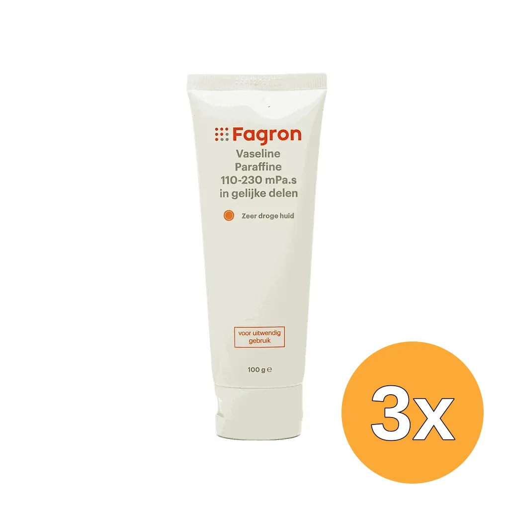 3x Fagron Vaseline Paraffine 110-230 Mpa.s Zeer Droge Huid (100 gr)