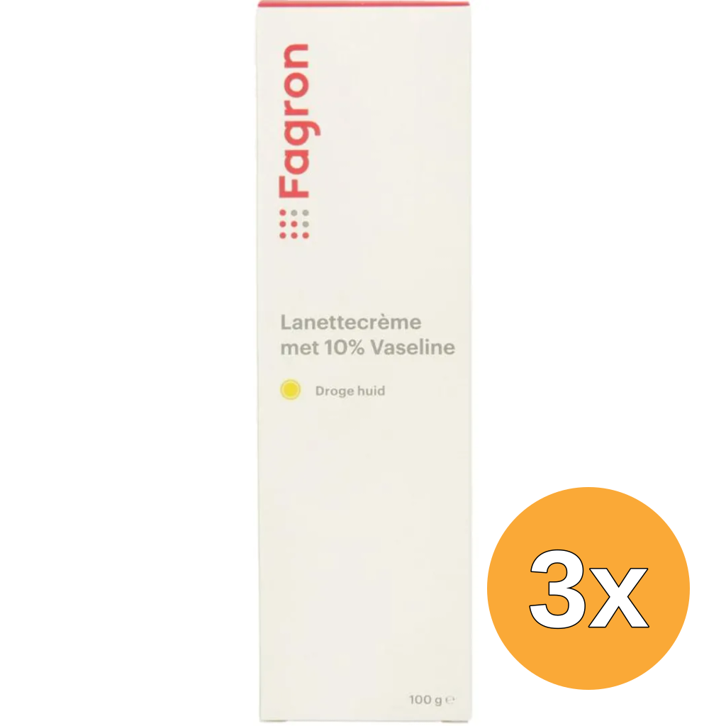 3x Fagron Lanettecreme 10% vaseline met doosje (100 gr)