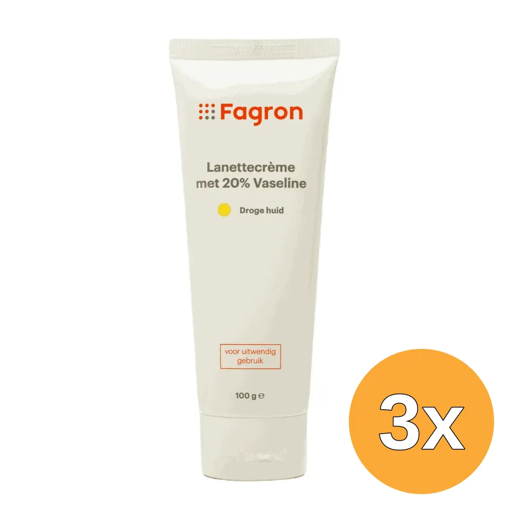 3x Fagron Lanettecrème met 20% Vaseline (100 gr)