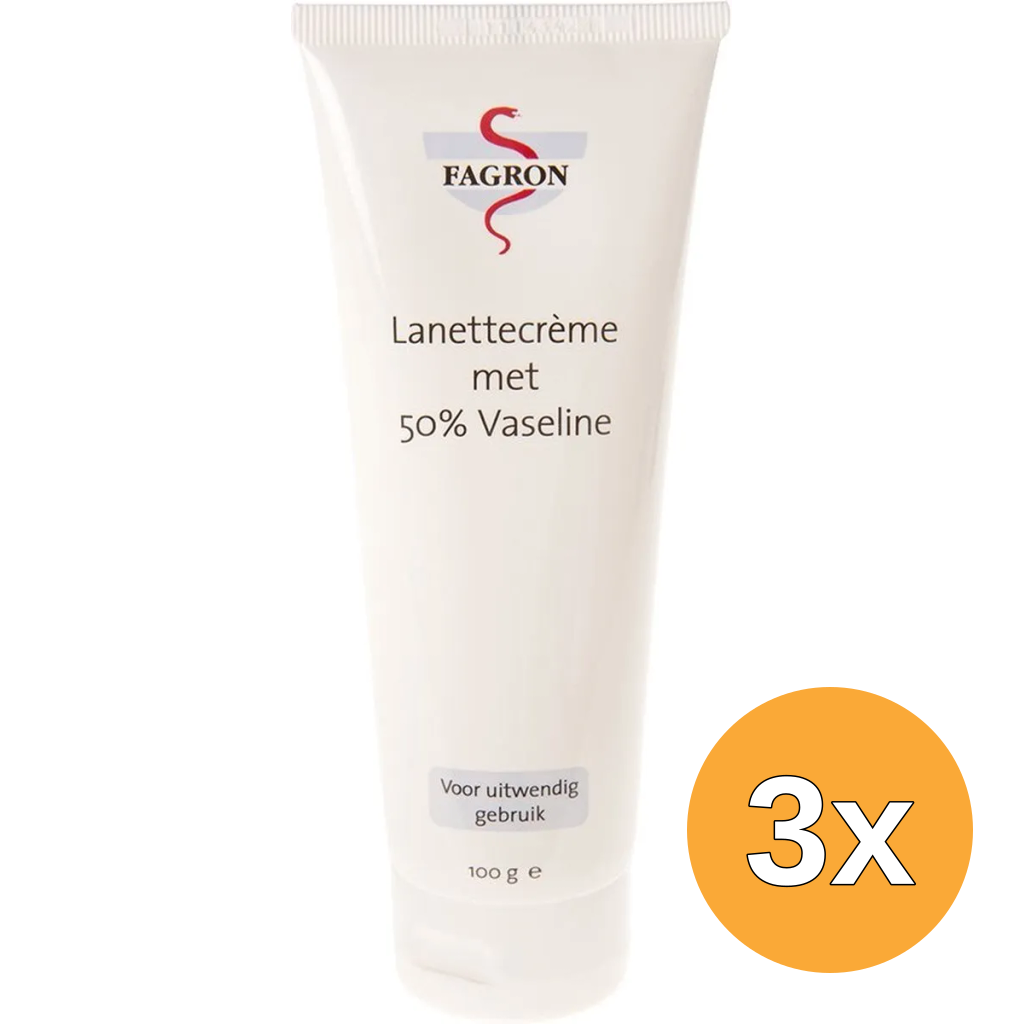 3x Fagron Lanettecreme met 50% Vaseline (100 gr)