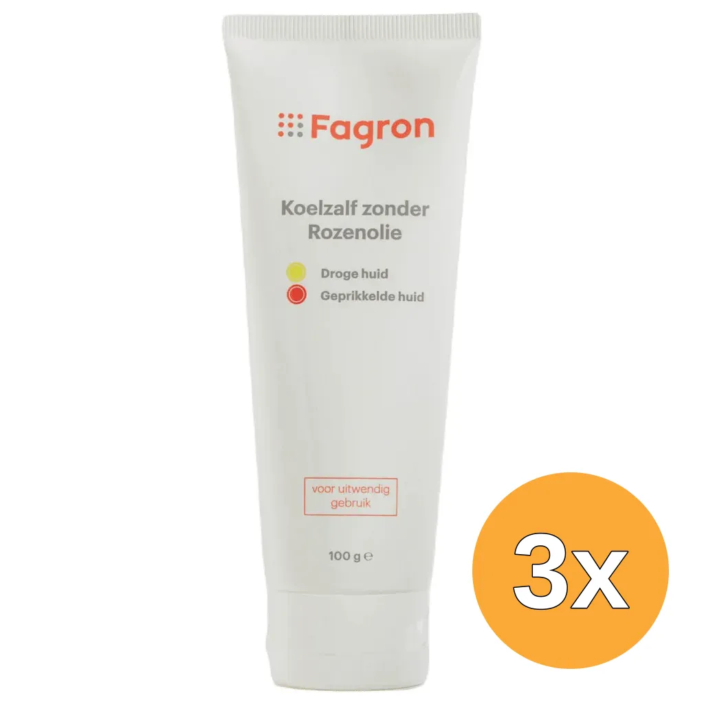 3x Fagron Koelzalf zonder rozenolie zonder doosje en bijslui (100 gr)