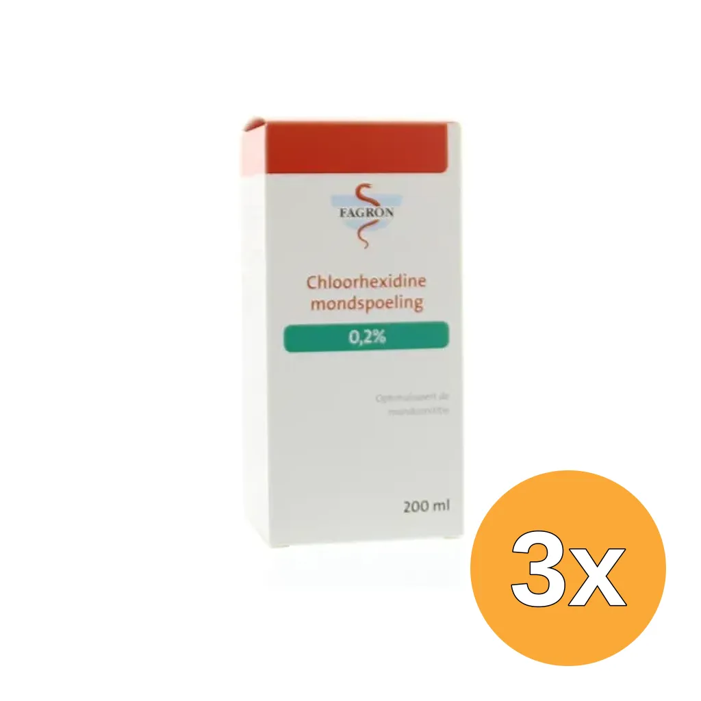 3x Fagron Chloorhexidine Mondspoeling 0.2% (200 ml)