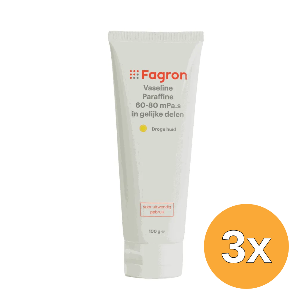 3x Fagron Vaseline Paraffine 60-80 Mpa.s Droge Huid (100 gr)