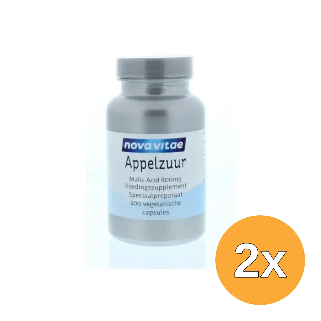 2x Nova Vitae Appelzuur Malic Acid 800 Mg (100 capsules)