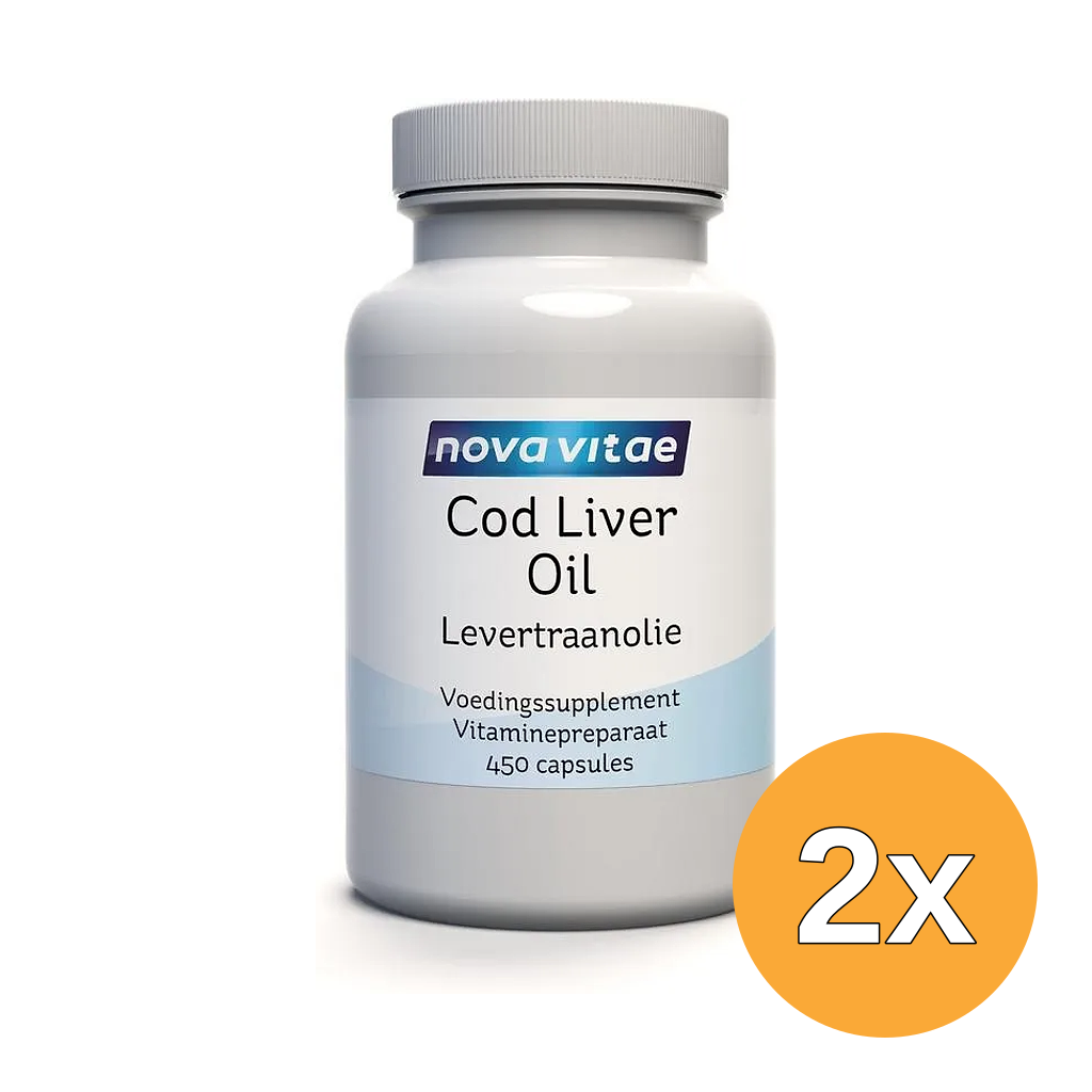 2x Nova Vitae Levertraanolie capsules (450 capsules)