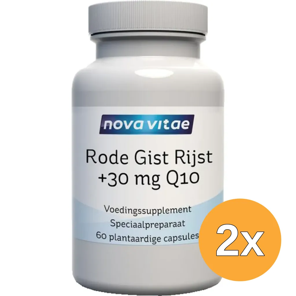 2x Nova Vitae Rode gist rijst + 30mg Q10 (60 vega capsules)