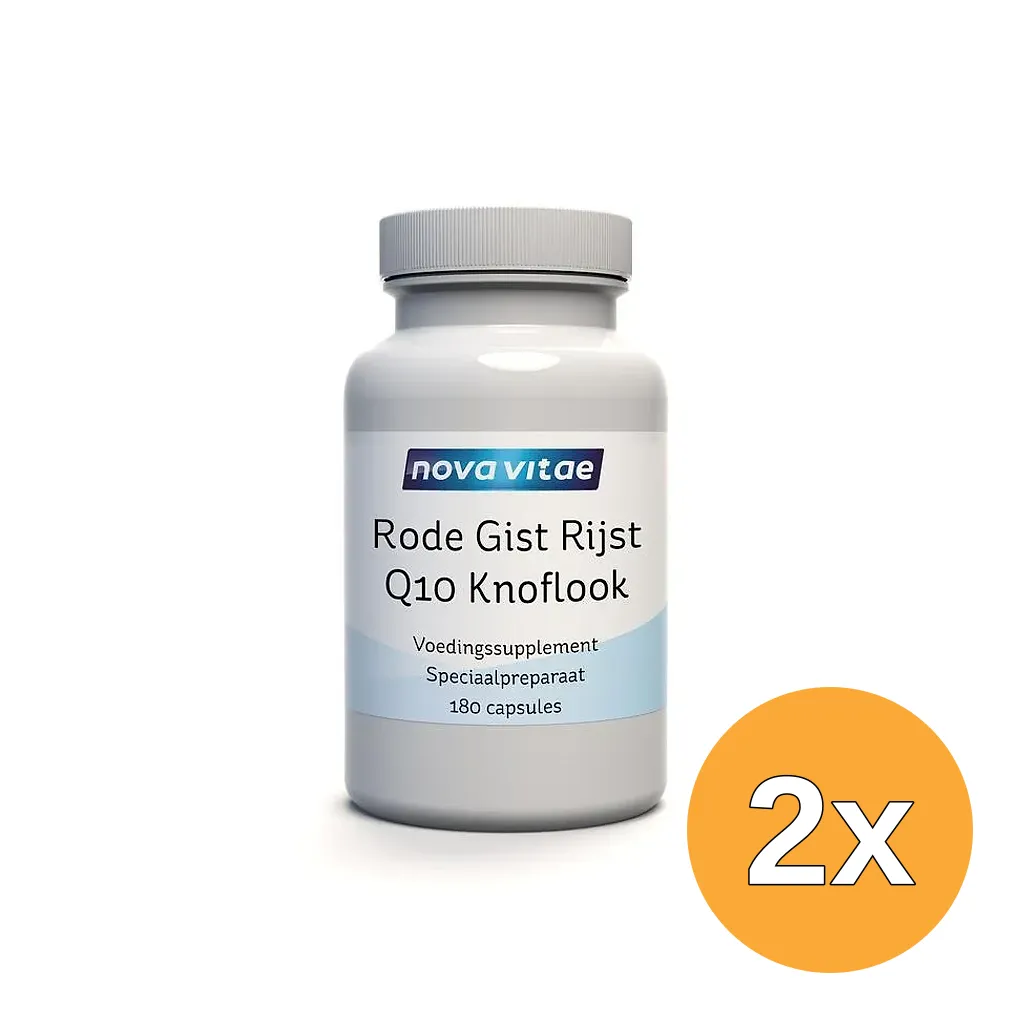 2x Nova Vitae Rode gist rijst + Q10 + knoflo ok (180 vega capsules)