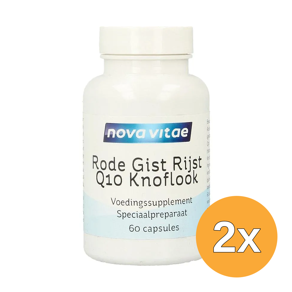 2x Nova Vitae Rode gist rijst+ Q10 + knofloo k (60 vega capsules)