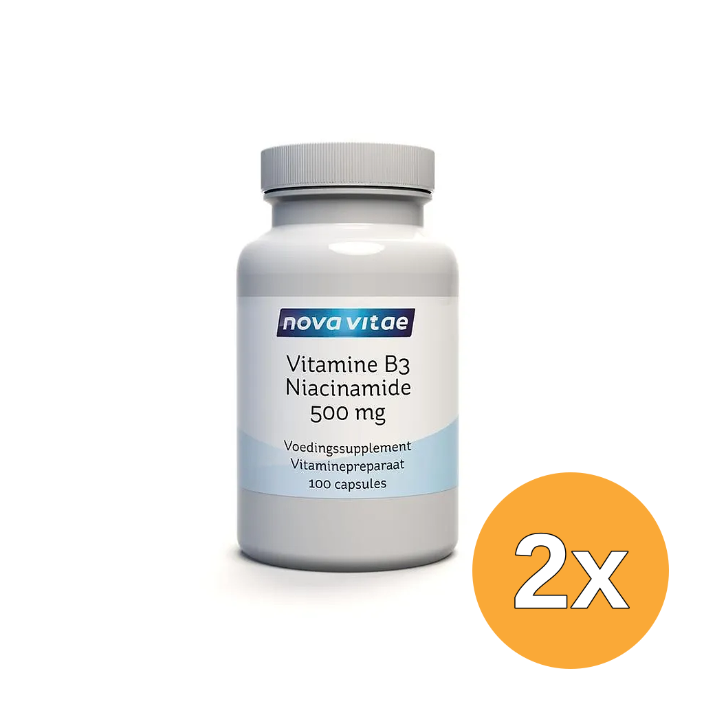 2x Nova Vitae Vitamine B3 niacinamide 500mg (100 capsules)