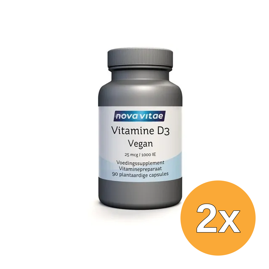 2x Nova Vitae Vitamine D3 1000Ie/25Mcg Vegan (90 vega capsules)